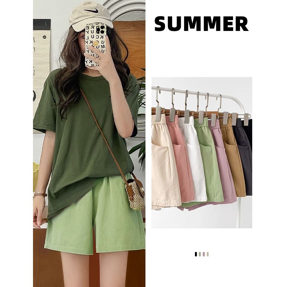 Women's Summer Thin High-Waisted Loose Slimming A-Line Wide Leg Three-Divided Hot Pants