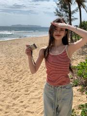 alex stevens條紋針織吊帶背心女春夏季修身顯瘦外穿內搭無袖上衣