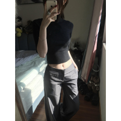 American black half-sleeved sweater women's spring new hot girl slim fit and slim inner pair short half-turtleneck top