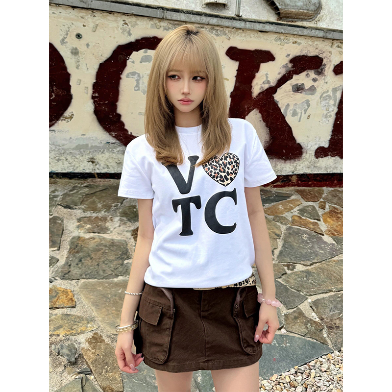 High-quality pure cotton 210g 40 pieces Odale 92 cotton 8 spandex printed hot girl slim short-sleeved T-shirt for women