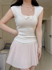 夏季新款蝴蝶結針織衫T恤短袖上衣女