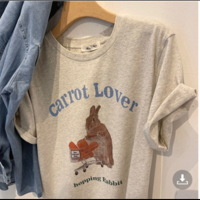 Korean foreign trade Korean new casual printed T-shirt for women in summer round neck loose fashionable versatile short-sleeved top