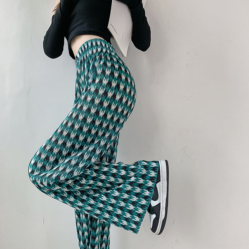Foreign trade large size women's wide-leg pants women's pleated style new loose draping floor casual straight trousers trendy