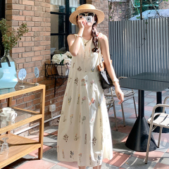 Retro fresh niche design sense big skirt long skirt for women in summer 2025 new style sleeveless vest dress