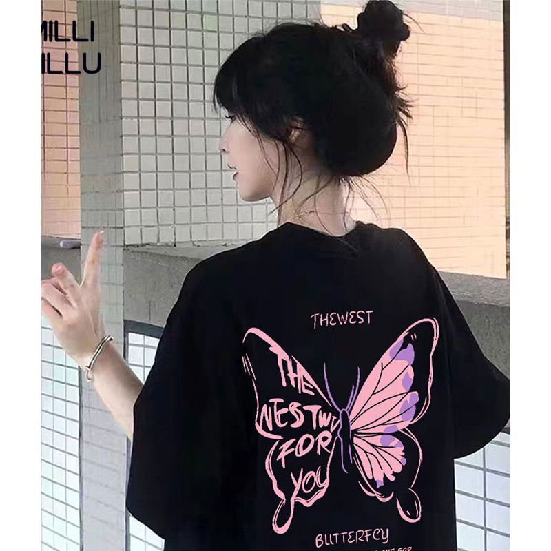 貓咪印花短袖T恤女夏季新款寬鬆半袖chic韓系上衣