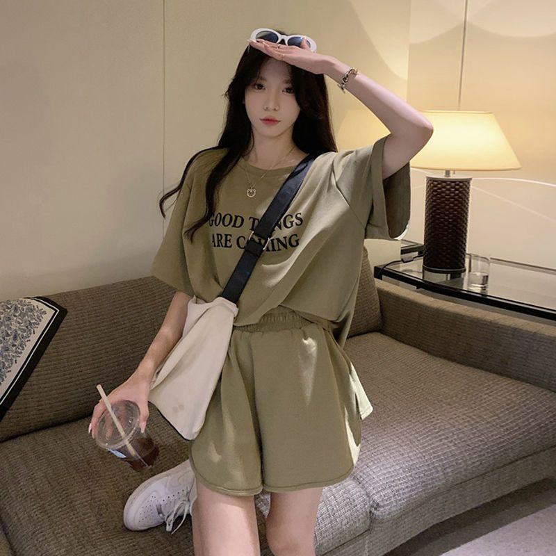 Internet celebrity sports suit for women summer student Korean style loose fashionable shorts shorts casual running two-piece set