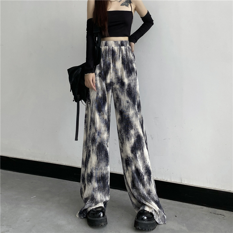 Foreign trade large size women's casual pants trendy new straight pants loose wide legs high waist draped floor trousers women