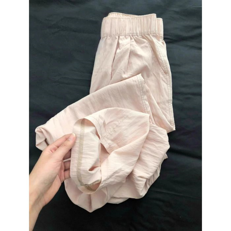 Pink ice silk wide-leg Yamamoto pants for women in summer 2025 new high-waisted slimming straight floor trousers