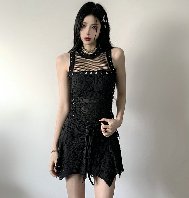 Photographed 2025 Summer Sweet and Cool Spicy Girl Dress Set Outfit Shibuya Hot Short Skirt Subculture Punk Women's Clothing