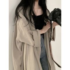 胖mm大碼外套夏季慵懶風寬鬆中長款寬袖韓版潮百搭防曬衣女潮
