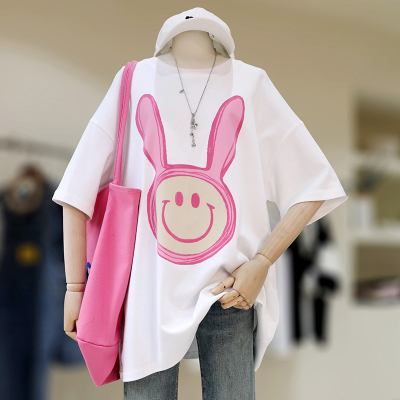 Korean foreign trade short-sleeved T-shirt for women loose Korean version ins trendy summer new mid-length half-sleeved top ins trendy