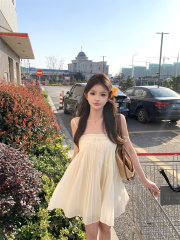 午後甜茶 可拆吊帶抹胸雪紡衫女海邊度假風設計感溫柔純欲上衣