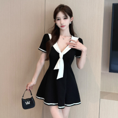 學院風性感連衣裙夜場上班衣服女裝足浴技師工作服修身顯瘦遮肚