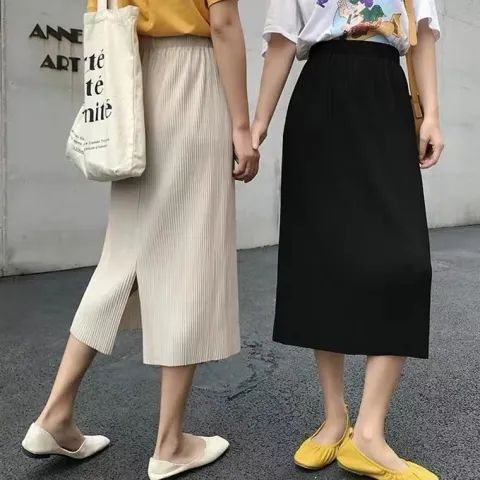 新款春秋夏季新款冰絲針織半身裙中長款高腰顯瘦寬鬆大碼胖MM