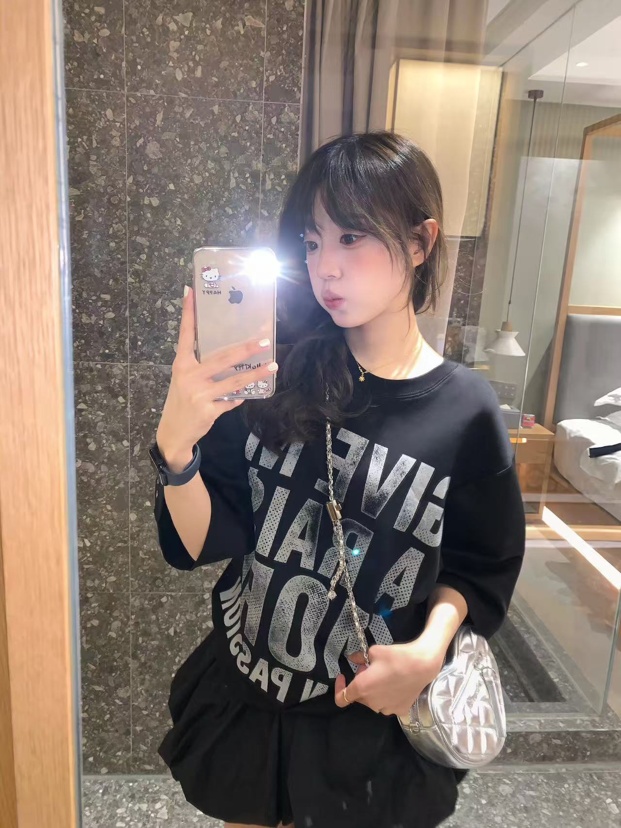 High-quality pure cotton 200g 100% cotton combed tight high-quality workmanship short-sleeved T-shirt for women