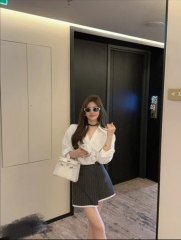 French white shirt dress for women spring and summer 2025 new style commuter shirt short skirt spring suit