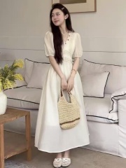 Spring 2025 New Korean Style Fashion and Elegant Versatile Slimming Long Sleeve Dress for Women, Design-Oriented Unique Skirt Trendy