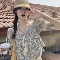 夏季2025新款設計感上衣法式短款娃娃衫女裝小眾氣質短袖