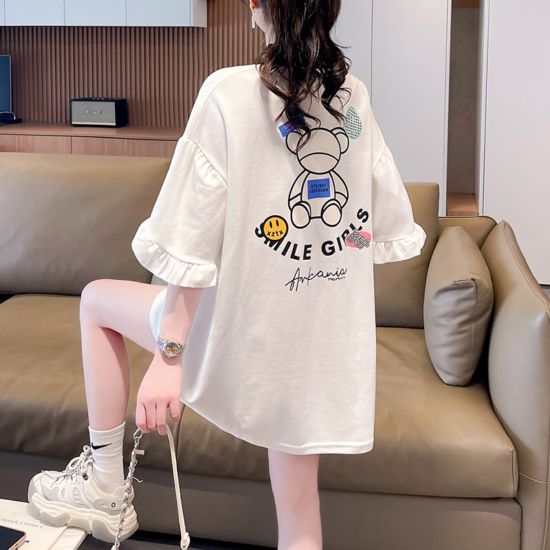 | Real photos | Pearl mesh | Back bag collar | Mid-length POLO shirt short-sleeved embroidered T-shirt