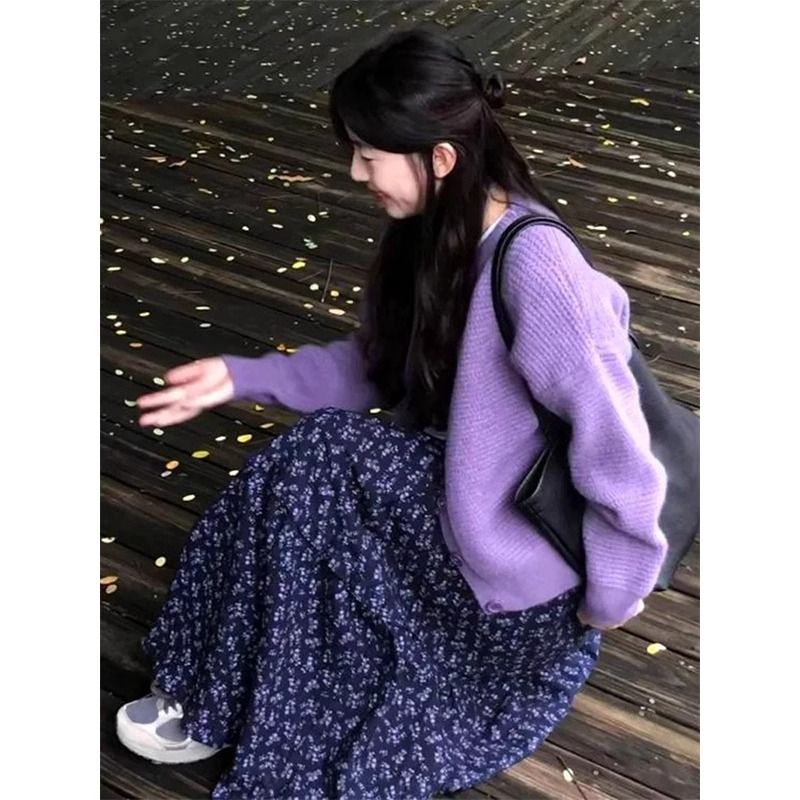 韓式復古碎花半身裙女春夏2025新款韓版高腰溫柔a字中長款傘裙子