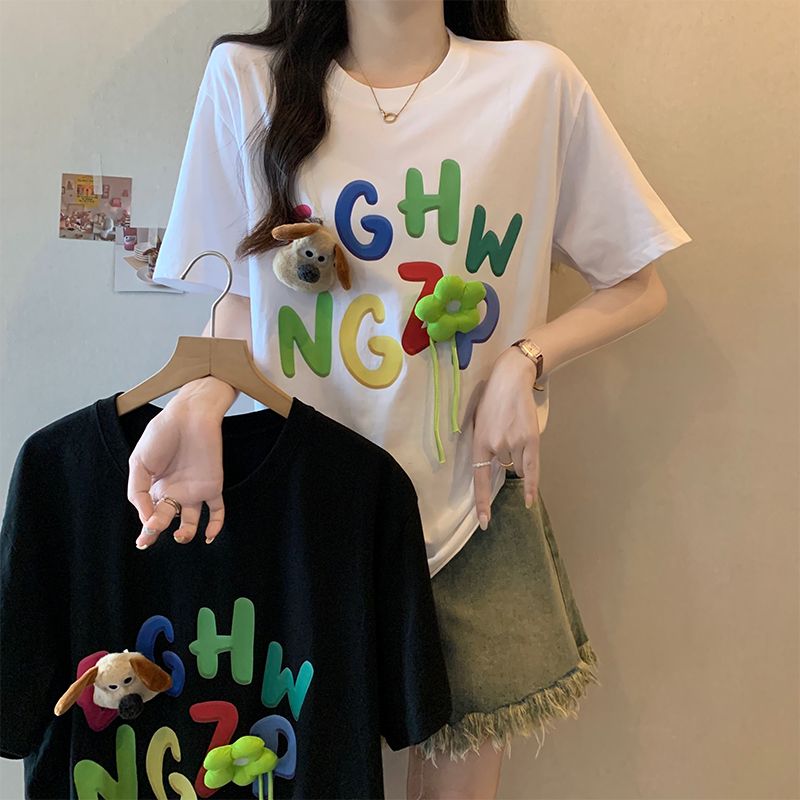實拍卡通潮牌短袖t恤女夏季新款多巴胺情侶裝小眾ins上衣