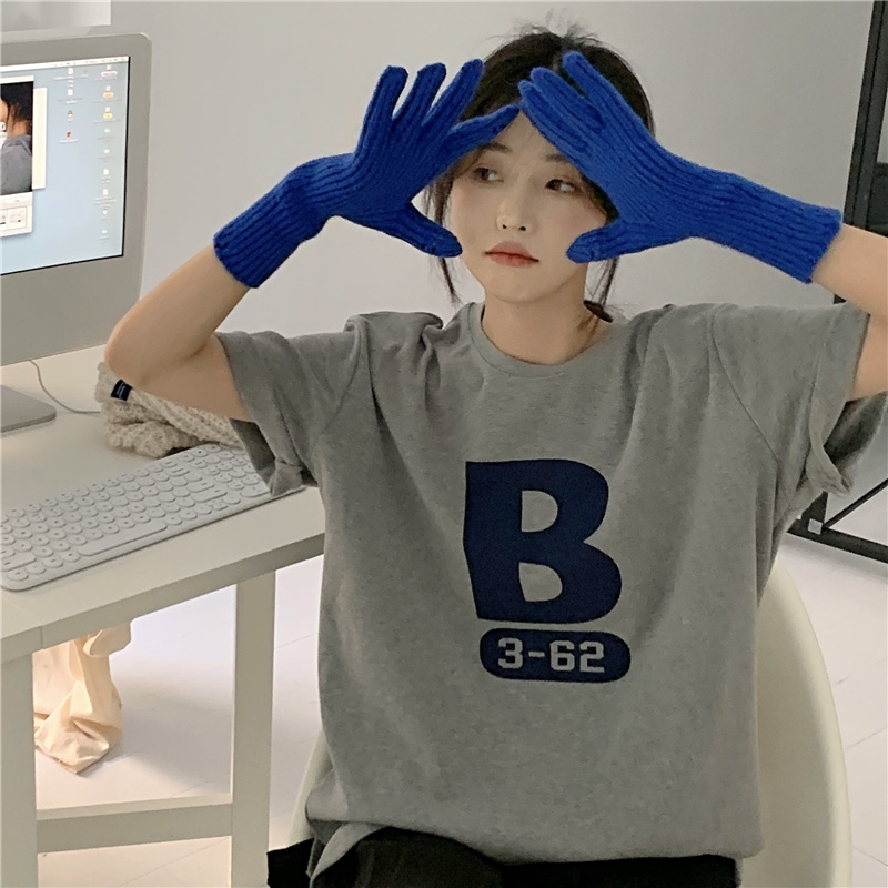 South Korean foreign trade letter short-sleeved T-shirt for women in summer new Korean style loose lazy style casual bottoming shirt top
