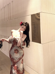 實拍~碎花裙連衣裙女2025春季新款法式包臀長裙抹胸印花裙子