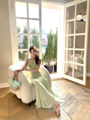 實拍~  愛神降臨 法式掛脖連衣裙女氛圍感紗裙