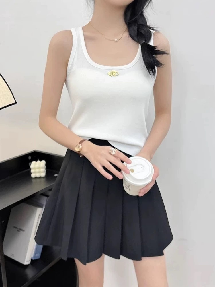 美式復古辣妹針織吊帶背心女夏季修身顯瘦內搭外穿無袖針織衫
