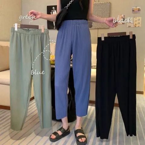 大碼女裝200斤夏季學生韓版百褶闊腿褲女寬鬆休閒直筒九分褲子女