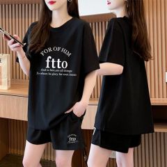 休閒寬鬆百搭運動套裝女夏季新款韓版短袖短褲網紅兩件套