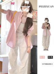 粉色條紋襯衣襯衫外套女春季2025新款法式設計感小眾氣質寬鬆上衣