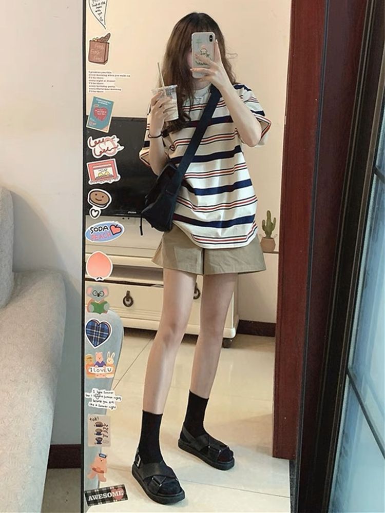 運動套裝女夏季ins潮學生韓版寬鬆時尚短袖短褲休閒兩件套