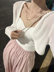 新款短款寬鬆防曬披肩夏季新款女裝韓版時尚百搭顯瘦上衣純色