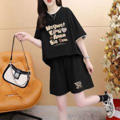 Trendy Niche Letter-Print Patchwork Short-Sleeve Shorts Set | Summer New Arrival Loose-Fit, Versatile Casual Outfit