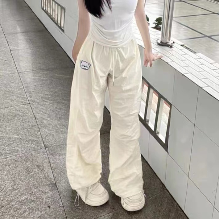 Korean foreign trade Korean version spring and summer cute bear design trousers for women new loose casual national trend work pants