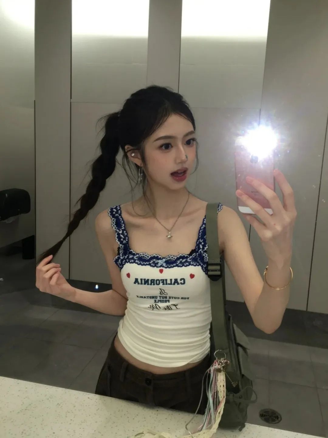 Rib vest suspender women's spring and summer slim-fitting printed top