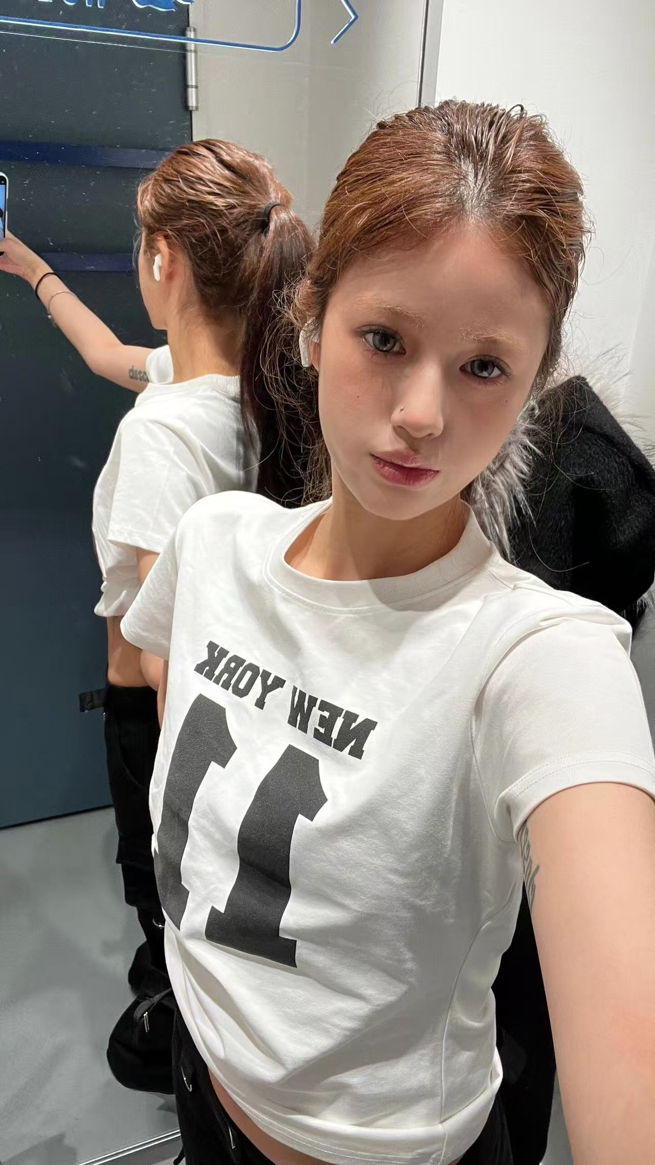 High-quality pure cotton 210g 40 pieces Odale 92 cotton 8 spandex printed hot girl slim short-sleeved T-shirt for women