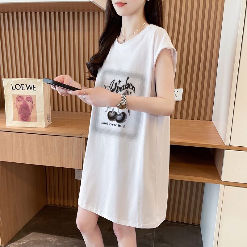 實拍質量/純棉/後包領/中長款寬鬆無袖T恤背心女夏季新款