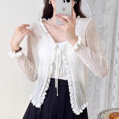 薄款竹節麻針織開衫長袖2025夏季外搭短款空調衫防曬披肩上衣女潮