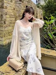 超仙氣天絲防曬衣女夏配裙子外搭小披肩薄紗開衫外套透氣空調罩衫