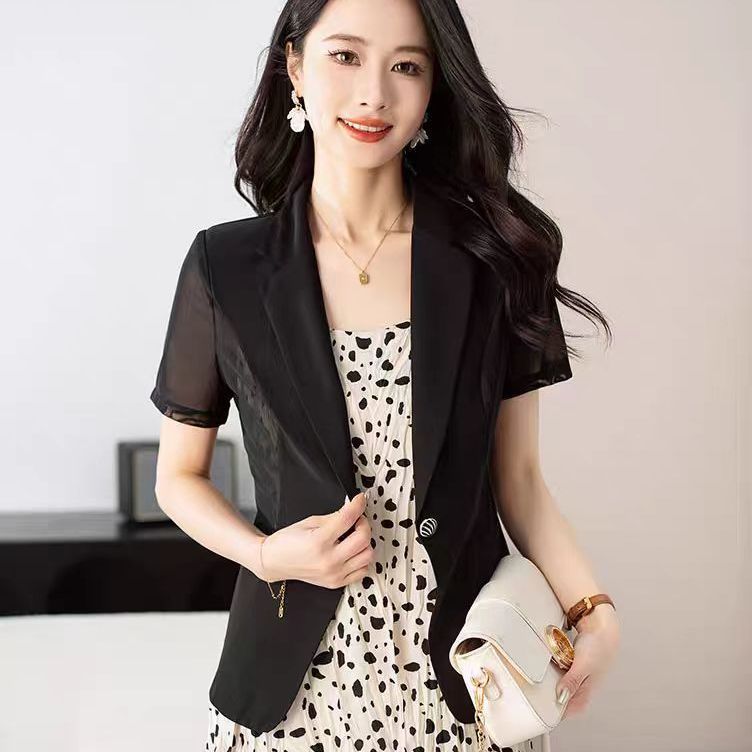 Delicate temperament suit short-sleeved fashionable coat summer mesh sun protection suit versatile lightweight top for outerwear