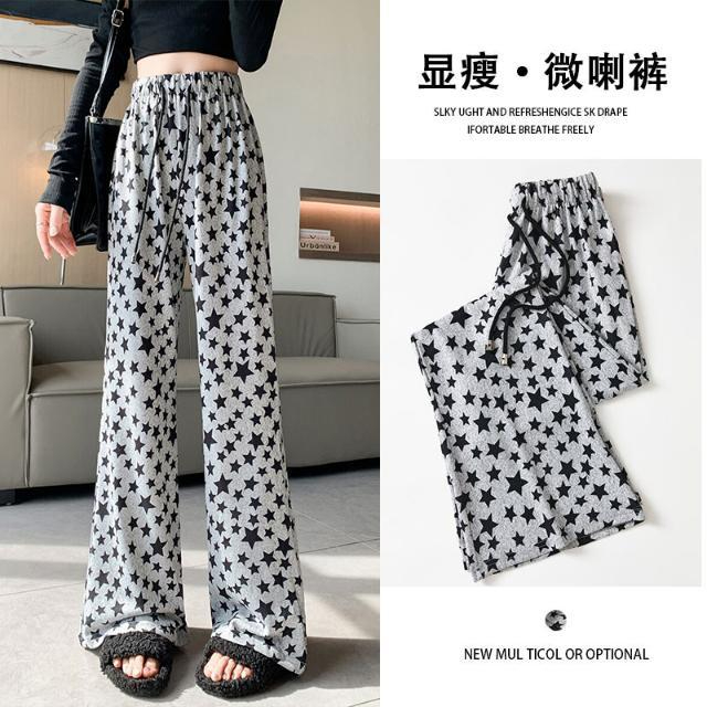 Korean foreign trade casual pants for women with high waist droop design niche lace-up floor pants loose droop wide-leg pants