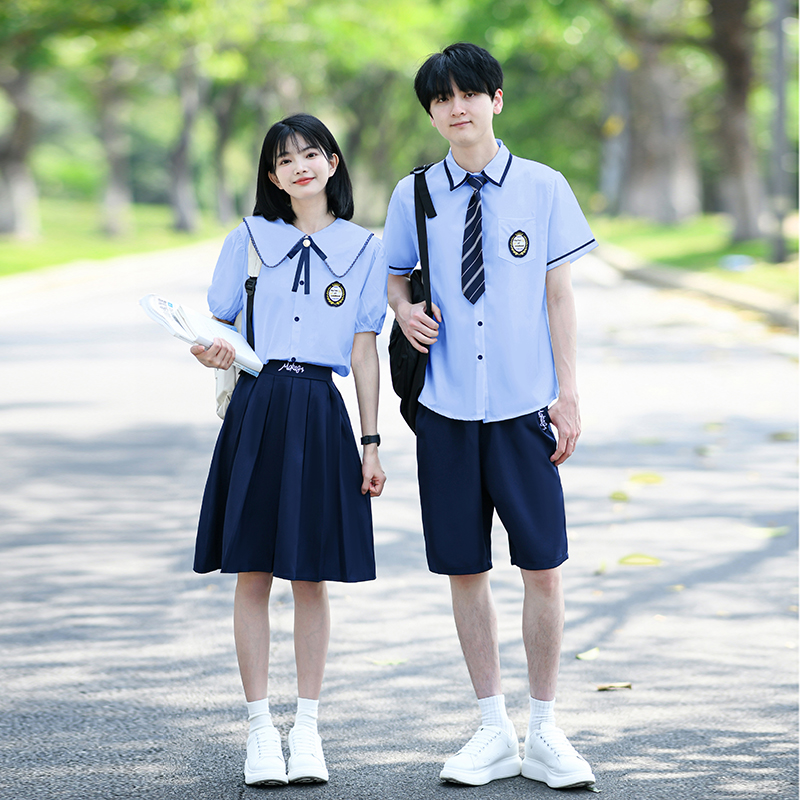 Custom couple's short sleeve t-shirts for high school and middle school students, sports meet college style student class uniform set for shipping