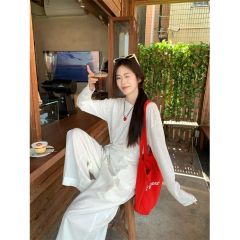 Tennis linen lazy, slightly translucent long-sleeved T-shirt for women in summer design lace-up thin loose sunscreen blouse