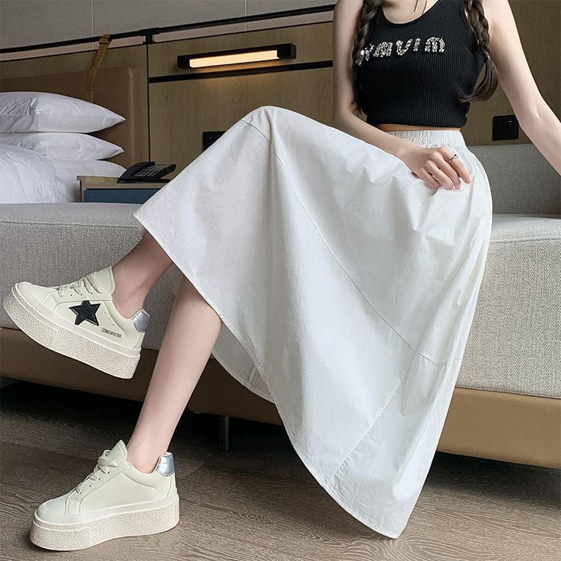 夏季新款高腰白色半身裙女