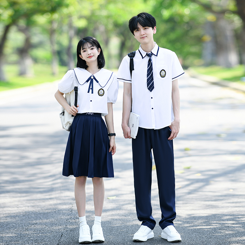 Shipment on April 1st: Couple's Short Sleeve Initial High School Student Sports College Style Uniform Custom Set