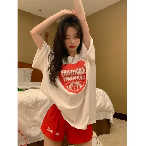 Korean foreign trade short-sleeved T-shirt for women loose Korean version ins trendy spring and summer new mid-length half-sleeved top ins trendy