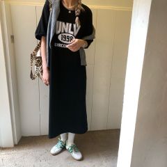 牛奶絲夏季新款韓式時尚T恤女印花開叉連衣裙寬鬆大碼女裝