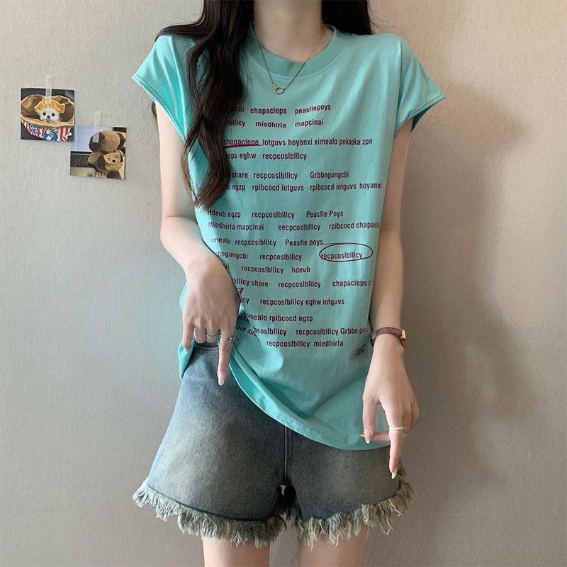 實拍~復古彈幕字母無袖運動背心t恤女夏季坎肩寬鬆小眾上衣